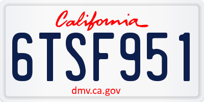 CA license plate 6TSF951