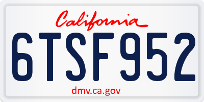CA license plate 6TSF952