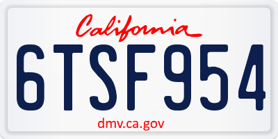 CA license plate 6TSF954