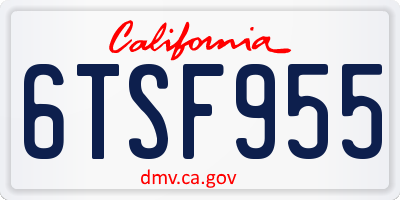 CA license plate 6TSF955