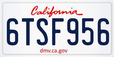 CA license plate 6TSF956