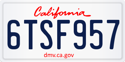 CA license plate 6TSF957
