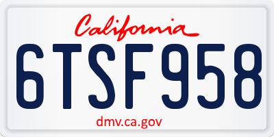 CA license plate 6TSF958