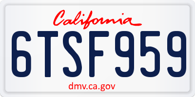 CA license plate 6TSF959