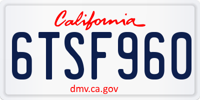 CA license plate 6TSF960