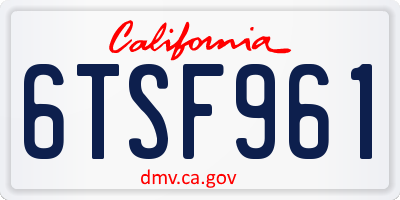 CA license plate 6TSF961