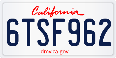 CA license plate 6TSF962