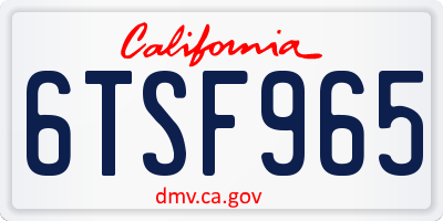 CA license plate 6TSF965
