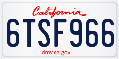 CA license plate 6TSF966