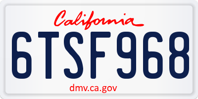 CA license plate 6TSF968