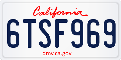 CA license plate 6TSF969