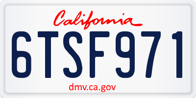 CA license plate 6TSF971