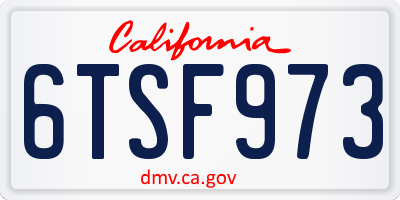 CA license plate 6TSF973
