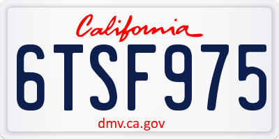 CA license plate 6TSF975