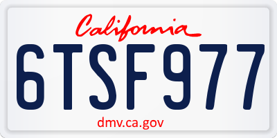 CA license plate 6TSF977