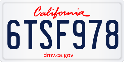 CA license plate 6TSF978