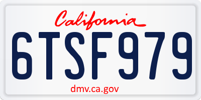 CA license plate 6TSF979