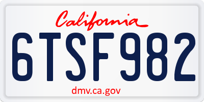 CA license plate 6TSF982