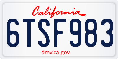 CA license plate 6TSF983