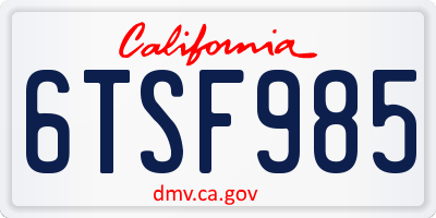 CA license plate 6TSF985