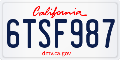 CA license plate 6TSF987