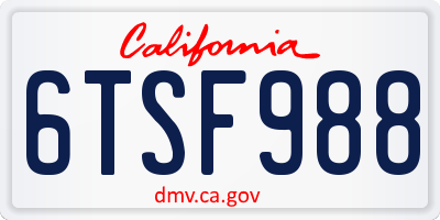 CA license plate 6TSF988