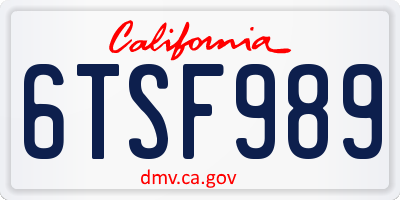 CA license plate 6TSF989