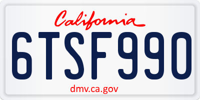 CA license plate 6TSF990
