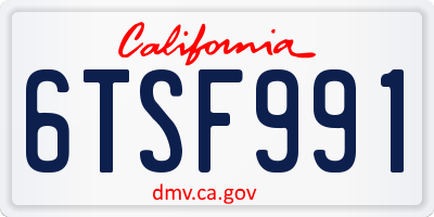 CA license plate 6TSF991