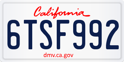 CA license plate 6TSF992