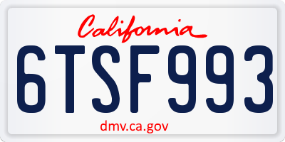 CA license plate 6TSF993