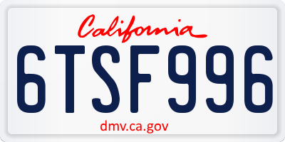 CA license plate 6TSF996