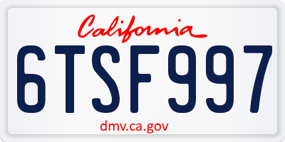 CA license plate 6TSF997