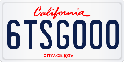 CA license plate 6TSG000