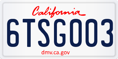 CA license plate 6TSG003