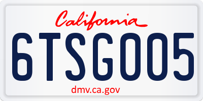 CA license plate 6TSG005