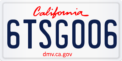 CA license plate 6TSG006