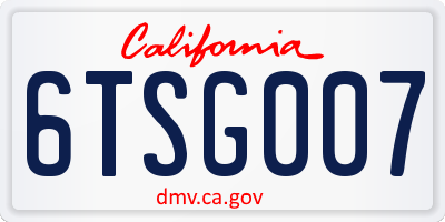 CA license plate 6TSG007