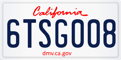CA license plate 6TSG008