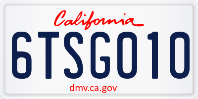 CA license plate 6TSG010
