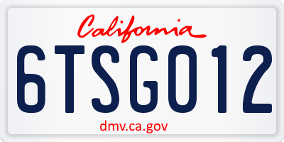 CA license plate 6TSG012