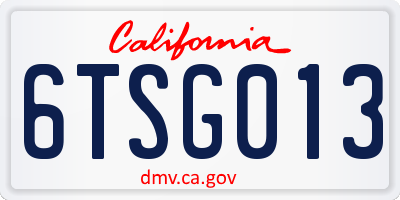 CA license plate 6TSG013