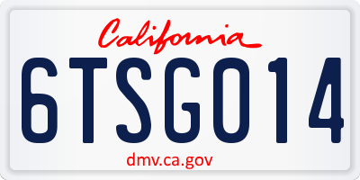 CA license plate 6TSG014