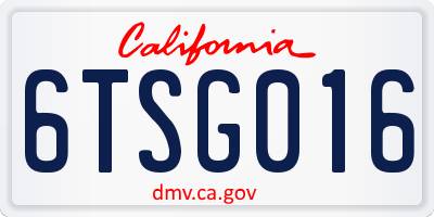 CA license plate 6TSG016