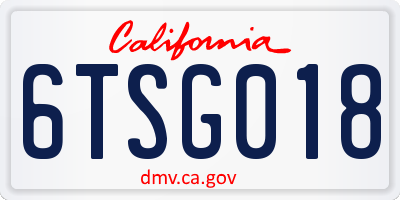 CA license plate 6TSG018
