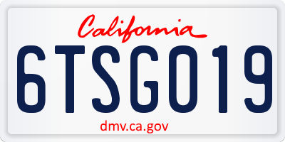 CA license plate 6TSG019
