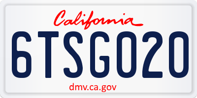 CA license plate 6TSG020