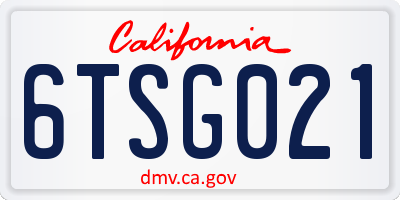 CA license plate 6TSG021