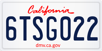 CA license plate 6TSG022