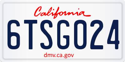 CA license plate 6TSG024
